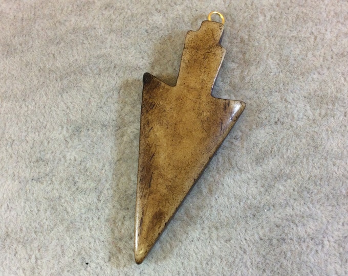 Medium Sized Smooth Arrowhead/Arrow Shaped Natural Brown Bone Focal Pendants - Measuring 25mm x 58mm Approximately - Sold Individually
