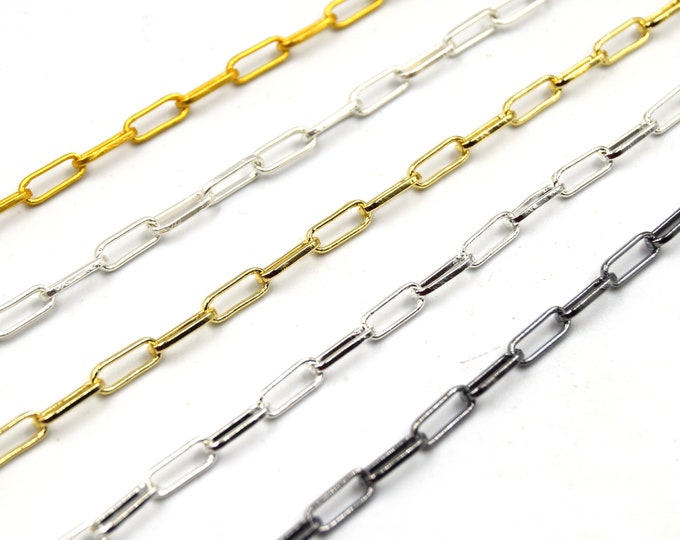 Paper Clip Chain | 4mm x 10mm Paper Clip Link Chain | Gold, Gunmetal, Silver, Matte Gold, Matte Silver Available | Sold by the foot