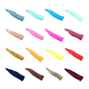 Tassel Pendants | 4 inch Silky Wrap Cap Threaded Tassels | Mala Tassel | Tassels for Jewelry Making
