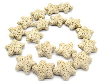 Star Lava Beads | Natural Tan Lava Rock Beads - 22mm 27mm 42mm Available | Diffuser Jewelry | Pumice Rock Beads