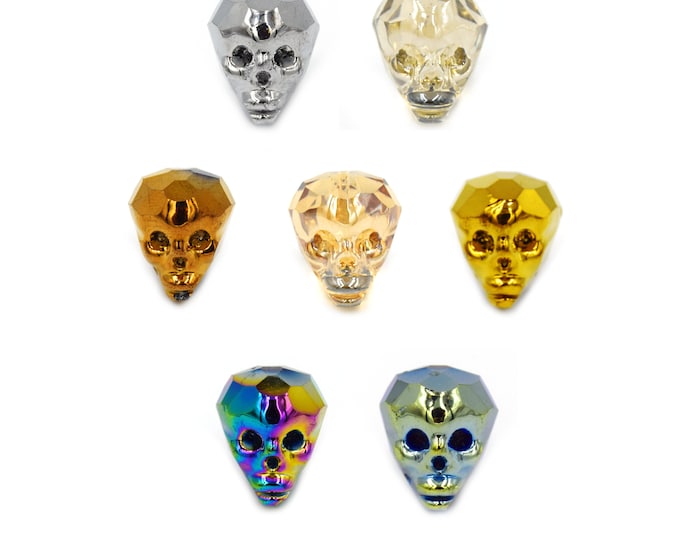 Crystal Skull Beads | 18mm x 20mm 3D Skull Glass Beads for Crafting