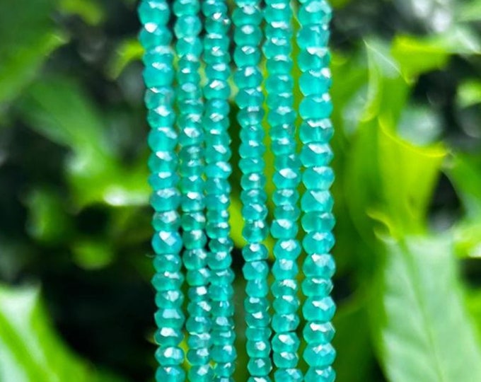 Green Onyx Rondelle Beads - 3mm Faceted