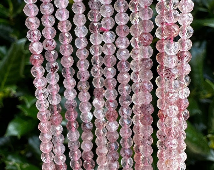 3mm Strawberry Quartz Faceted Rondelle Beads