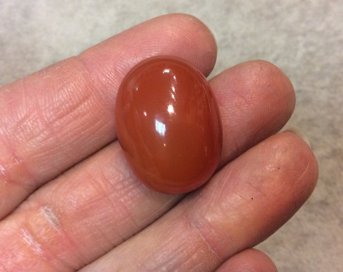 Natural OOAK Small Oblong Oval Shaped Carnelian Flat Back Cabochon - Measuring 18mm x 25mm, 12mm Dome Height - Semi-Precious Gemstone Cab
