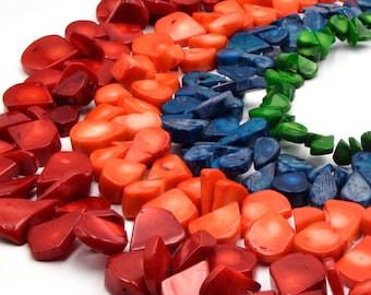 Coral Beads | Dyed Sea Bamboo Coral Teardrop  Beads | Red Orange Blue Green