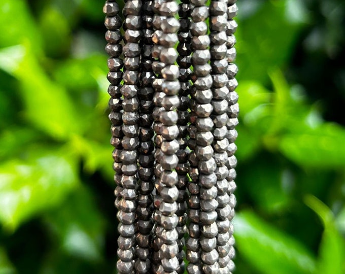 3mm Rough Pyrite Faceted Rondelle Beads