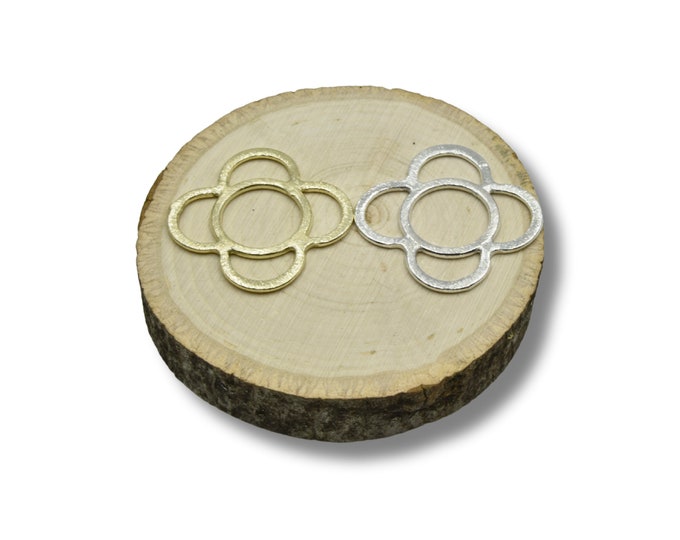 Brushed Quatrefoil Plated Copper Components - Available in Gold and Silver - Sold in Packs of 10