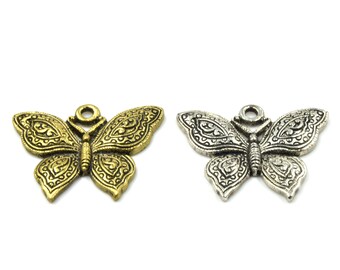 Butterfly Pendant | 41mm x 35mm Brass Butterfly Pendant | Gold and Silver Available