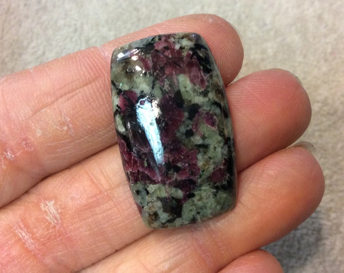 Natural Eudialyte Rectangle Shaped Flat Back Cabochon - Measuring 20mm x 32.5mm, 6mm Dome Height - Natural High Quality Gemstone