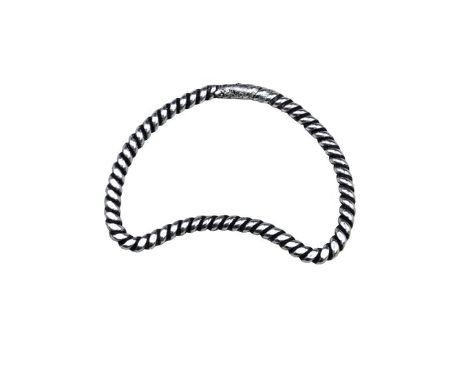 15mm x 25mm Oxidized Silver Finish Open Twisted Wire Crescent/Moon Shaped Plated Copper Components - Sold in Packs of 10- (469-OS)