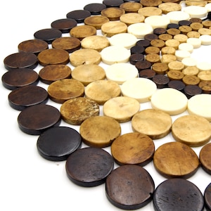 Bone Beads - Ox Bone Coin Beads in White, Light Brown, Medium Brown, Dark Brown | Sizes: 10mm, 14mm, 16mm, 20mm | Bone Focal Beads & Circle