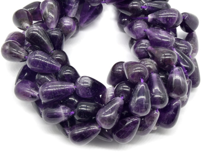 Amethyst Beads  | Natural Smooth Amethyst Teardrop Shaped Beads | High Quality Amethyst | Loose Gemstone Beads