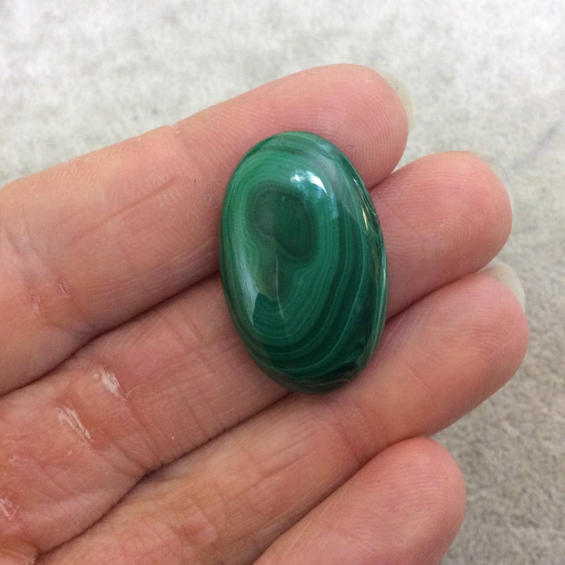 Natural High Quality Cab Measuring 19mm x 29mm OOAK Genuine Malachite OblongOval Shaped Flat Backed Cabochon 5mm Dome Height
