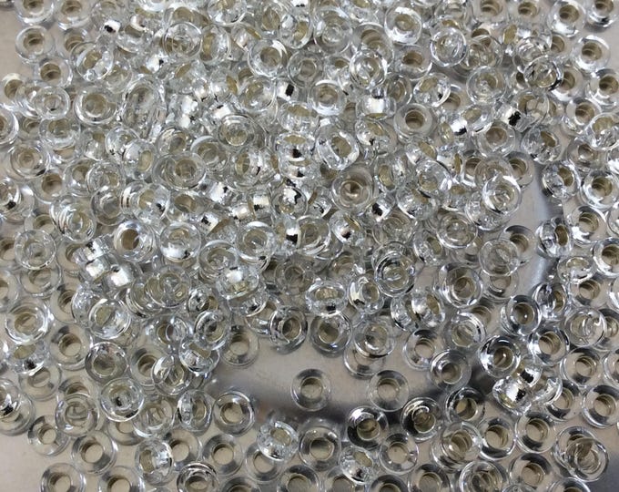 1mm x 3mm Glossy Silver Lined Crystal Genuine Miyuki Glass Seed Spacer Beads - Sold by 8 Gram Tubes (Approx 520 Beads per Tube) - (SPR3-1)