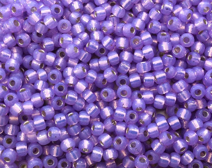 Size 8/0 Silver Lined Alabaster Lilac Purple Genuine Miyuki Glass Seed Beads - Sold by 22 Gram Tubes (Approx. 900 Beads per Tube) - (8-9574)