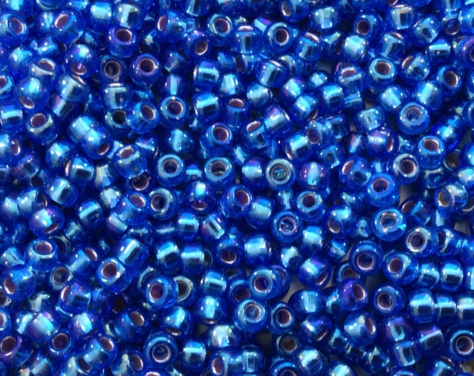 Size 8/0 Glossy AB Silver Lined Sapphire Genuine Miyuki Glass Seed Beads - Sold by 22 Gram Tubes (Approx 900 Beads per Tube) - (8-91019)