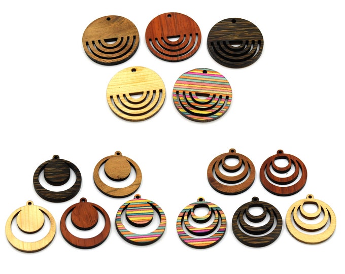 Wooden Pendants | Circular Cut Out Pendants for Jewelry Making