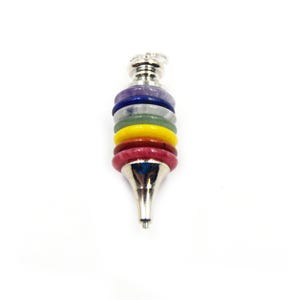 7 Chakra Disc Pendulum Pendant | Mixed Gemstone, Silver Bail (16x46mm)