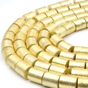 Copper Beads | Gold Brushed Tube Metal Beads - 8mm x 9mm Available