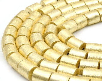 Copper Beads | Gold Brushed Tube Metal Beads - 8mm x 9mm Available