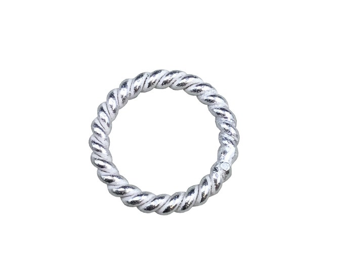 15mm Silver Finish Open Twisted Wire Circle/Hoop Shaped Plated Copper Components - Sold in Pre-Counted Bulk Packs of 10 Pieces - (464-SV)