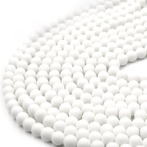 Cuentas de jade teñidas mate / Cuentas de piedras preciosas redondas teñidas de blanco opaco - Disponibles 4 mm, 6 mm, 8 mm, 10 mm y 12 mm