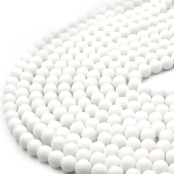 Dyed Matte Jade Beads | Dyed Opaque White Round Gemstone Beads - 4mm 6mm 8mm 10mm 12mm Available