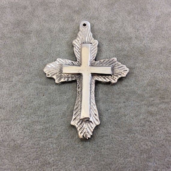Cross Pendant Textured Oxidized Raised Design Sterling Silver Cross Pendant Textured Oxidized Raised Design Sterling Silver