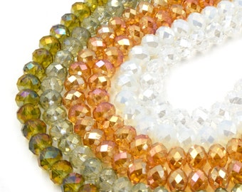 Faceted AB Coated Crystal Beads: 10mm Rondelle Beads for Jewelry Making