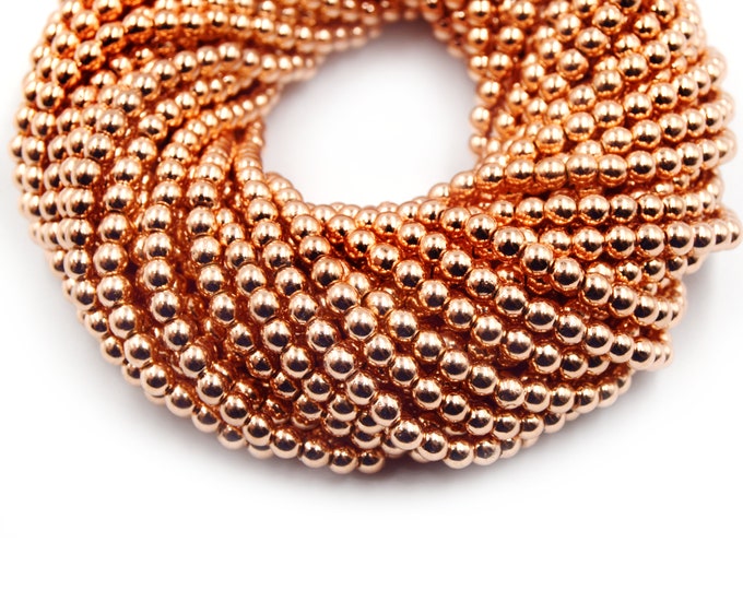 Hematite Beads |  Rose Gold Round Natural Gemstone Beads - 4mm 6mm 8mm 10mm available