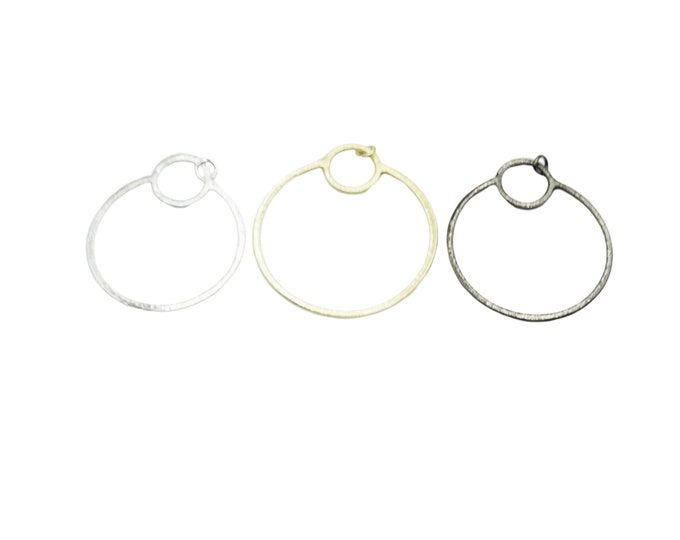 Large Plated Copper Double Open Circle/Ring Shaped Pendant Components - Sold in Packs of 10