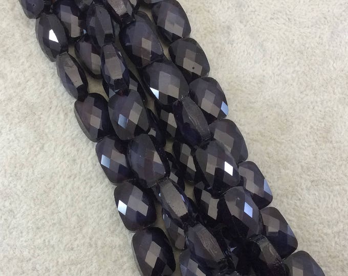 Chinese Crystal Beads | 10mm x 12mm Glossy Finish Faceted Deep Plum Crystal Rectangle Glass Beads