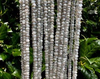 Mystic Gray Moonstone Rondelle Beads - 2mm x 3mm