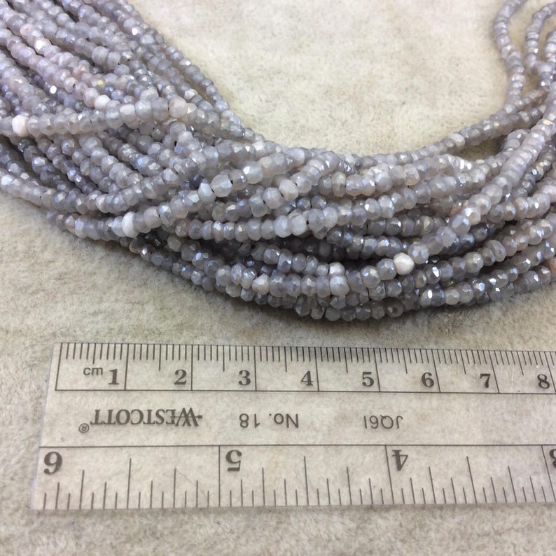 2-3mm x 2-3mm Faceted Natural Gray Blue Labradorite Rondelle Beads 13 Strand Holiday Special ~ 140 Beads