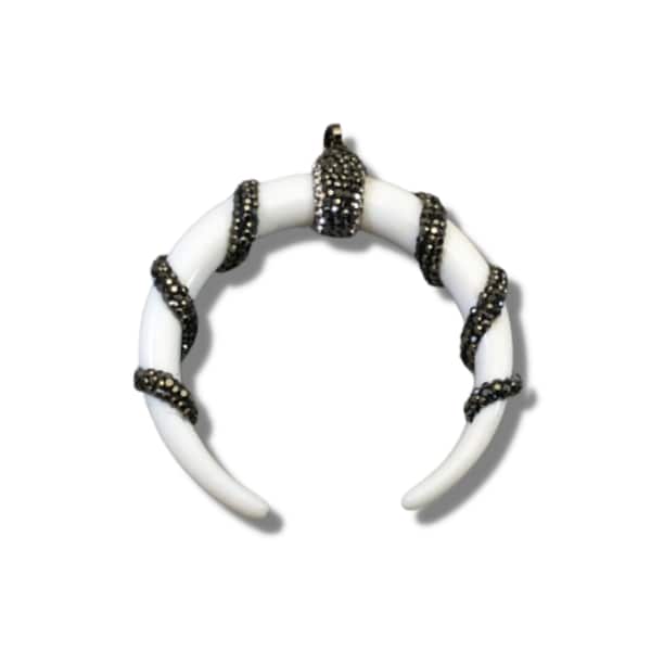 Colgante de media luna con diamantes de imitación para hacer joyas