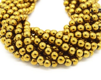 Gold Hematite Beads - Metallic Gold - 4mm 6mm 8mm 10mm Available