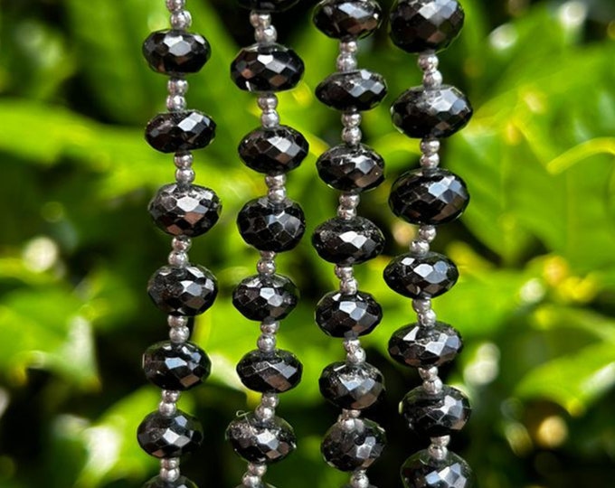 Black Spinel Rondelle Bead by the Strand, 5mm x 8mm