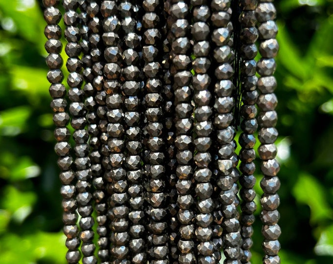 Pyrite Rondelle Beads - 4mm AAA Faceted Gemstones