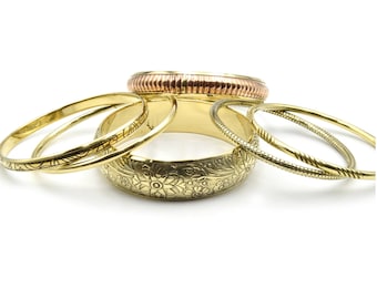 Brass Bangles | Stackable Gold Bracelets | Boho Bracelets