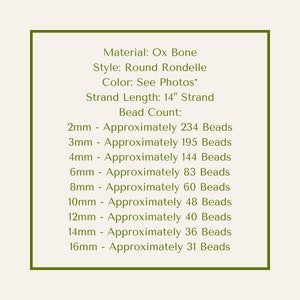 Bone Beads Ox Bone Round Rondelle Beads White Bone Beads, Brown Bone Beads 2mm 3mm 4mm 6mm 8mm 10mm 12mm 14mm 16mm image 10