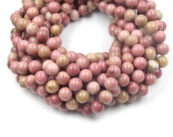 Smooth Pink Rhodonite Beads | Round Natural Gemstone Beads - 4mm 6mm 8mm 10mm 12mm