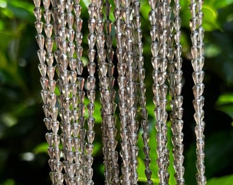 Smoky Quartz Center Drilled Faceted Teardrop Beads