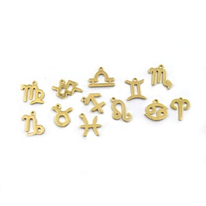 Pingentes do Zodíaco | Pingentes de Ouro 10 mm | Áries, Touro, Gêmeos, Câncer, Leão, Virgem, Libra, Escorpião, Sagitário, Capricórnio, Aquário, Peixes