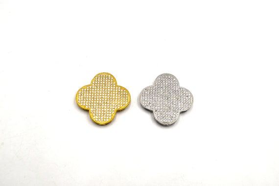 CZ Quatrefoil Copper Slider: White Cubic Zirconia Inlay (32mm)