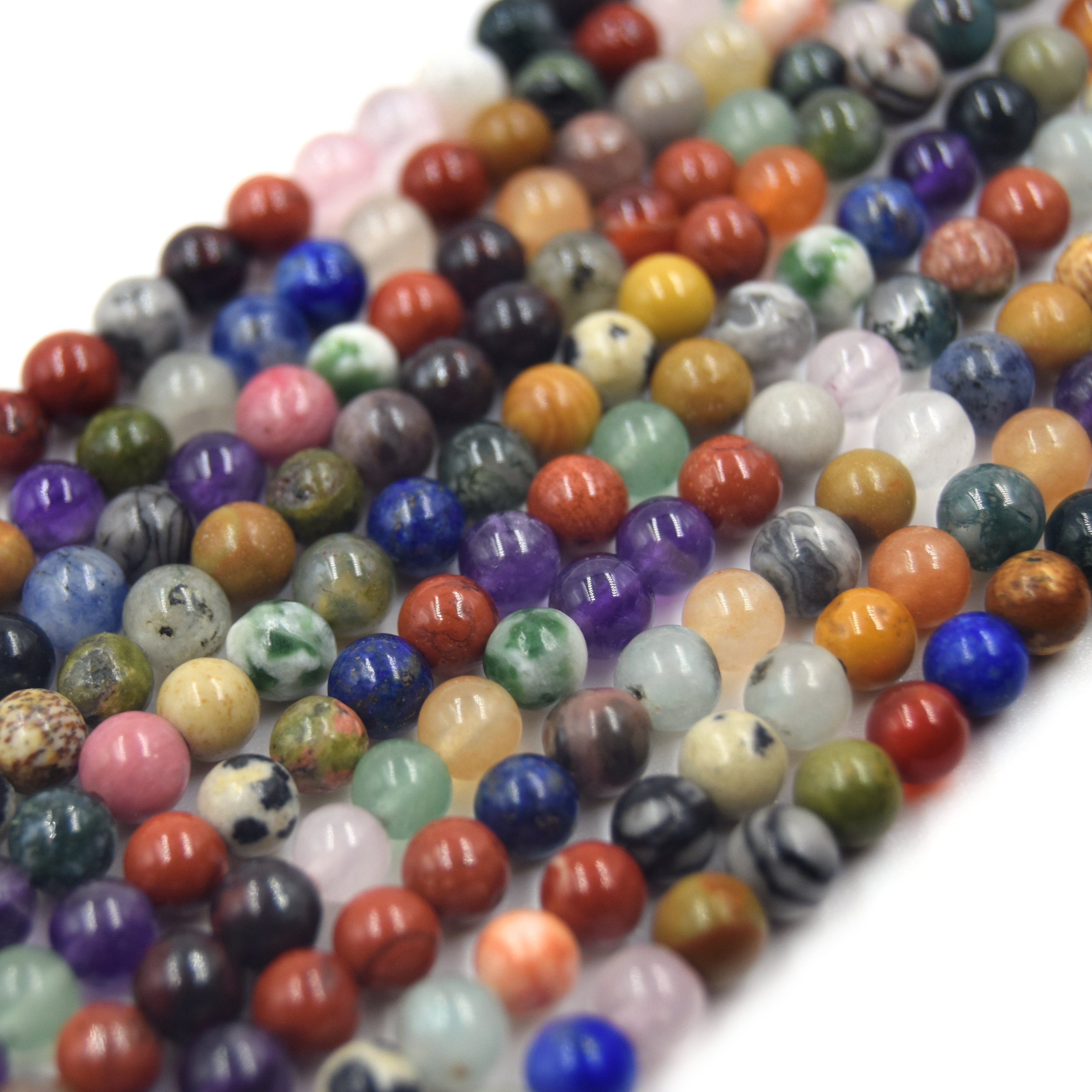 Mixed Gemstone Beads Natural Smooth Round Gemstone Beads Etsy UK