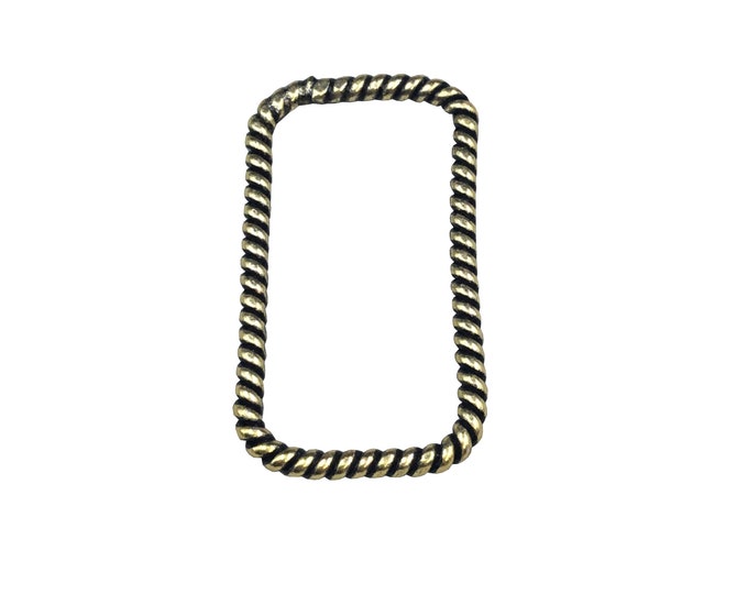 15mm x 25mm Oxidized Gold Finish Open Twisted Wire Rectangle Shaped Plated Copper Components - Sold in Packs of 10- (463-OG)