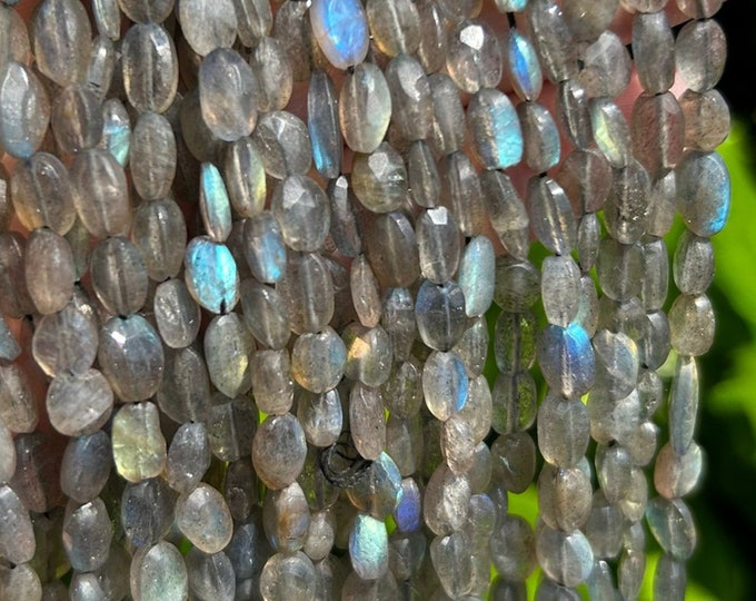 Faceted Labradorite Oval Beads - 6mm
