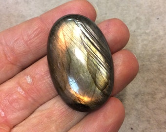 Purple Labradorite Oblong Oval Shaped Flat Back Cabochon - Measuring 28mm x 43mm, 9mm Dome Height - Natural High Quality Gemstone