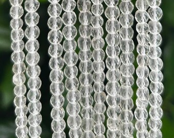 Faceted Clear Quartz Beads: 4mm Indian Quartz Strand