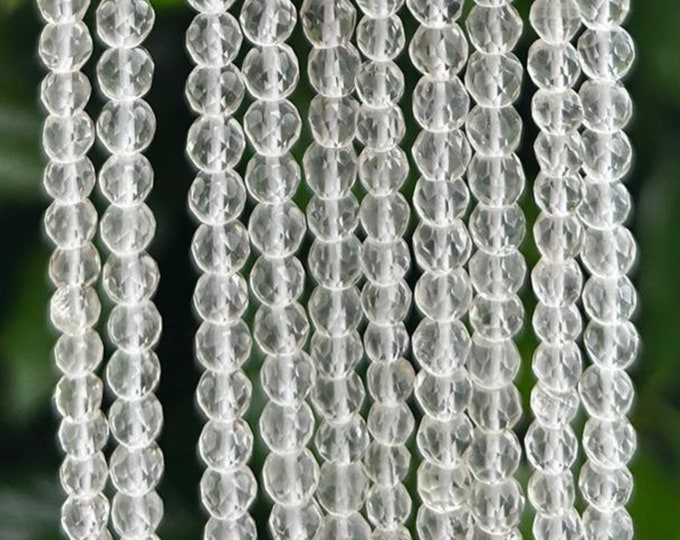 4mm Clear Quartz Faceted Round Beads